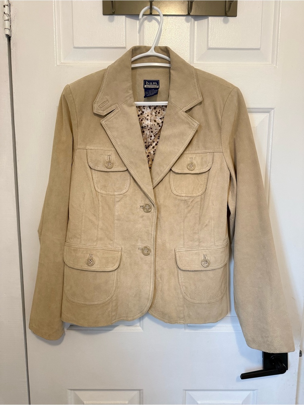 Equipment Beige Suede Utility Blazer Jacket
